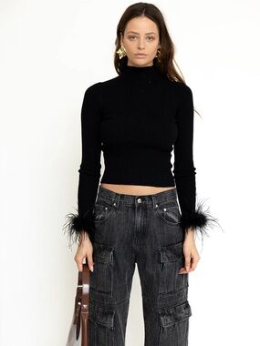 New! TORN BY RONNY KOBO • Journee Top in Jet Black